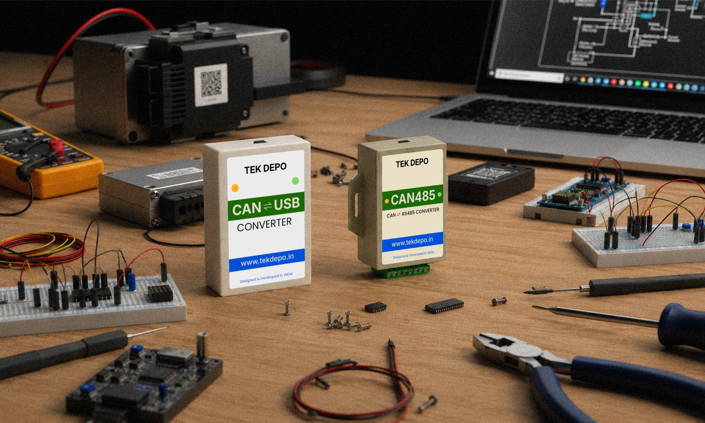 CAN to USB and CAN to RS485 converters used in automotive and industrial testing labs